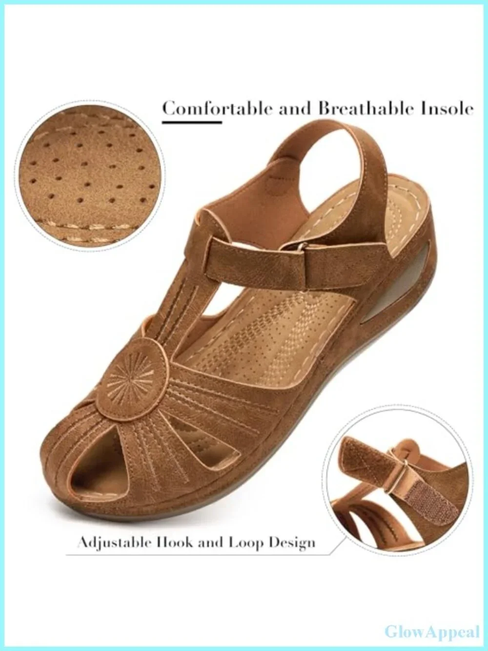 Womens Closed Toe Wedge Sandals Faux Leather Comfortable Platform Sandals